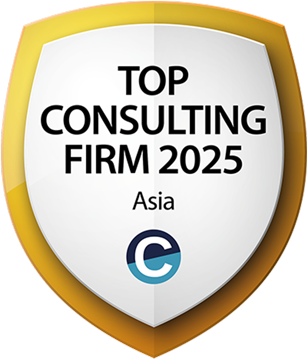 Top Consulting Firm Asia 2025 award badge recognizing consulting excellence and industry leadership across Asia.