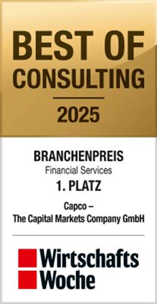 Best of Consulting 2025 Financial Services award recognizing Capco as the top-ranked consulting firm in its category.