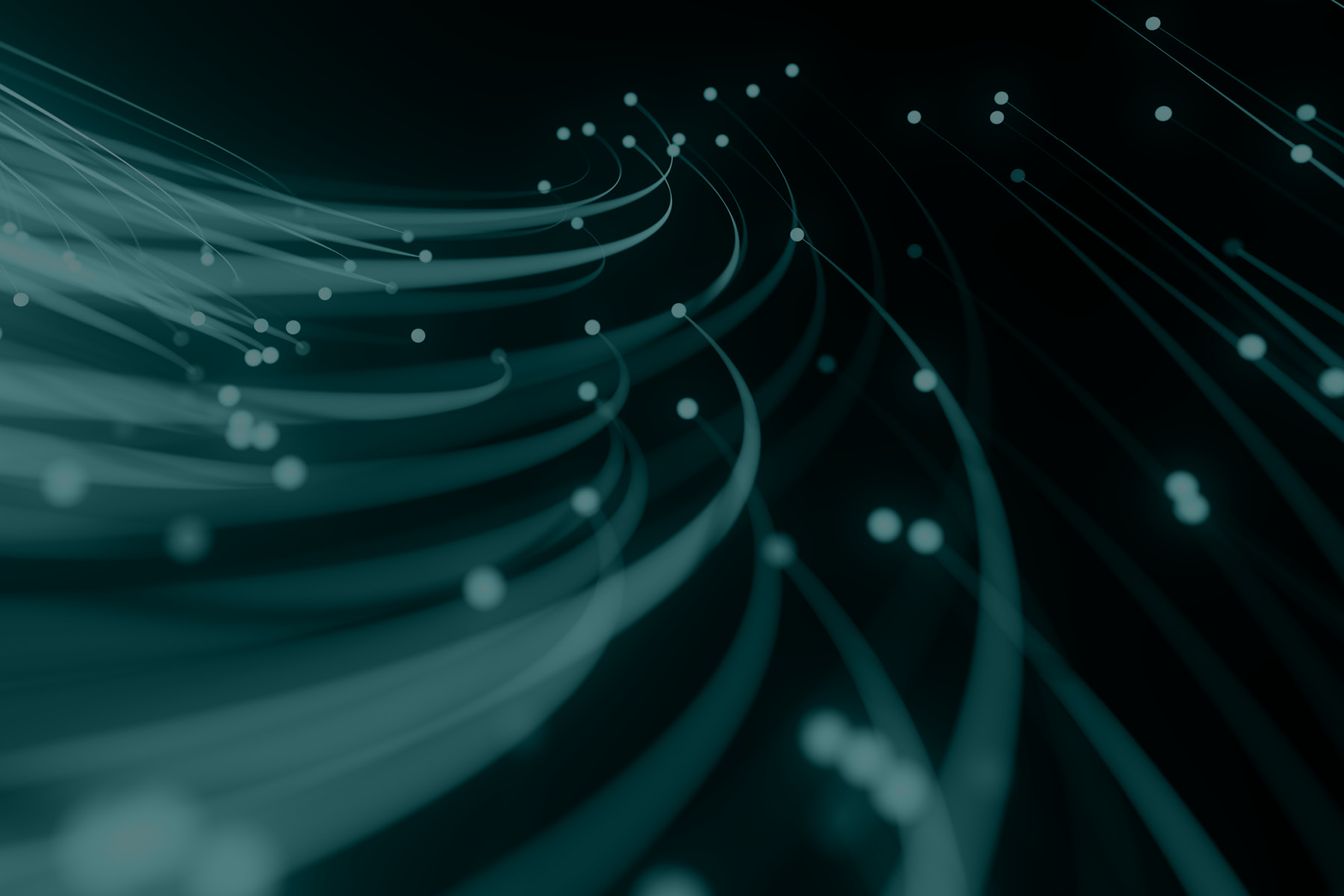 Spheres and their trails representing the flow of information through cyberspace 