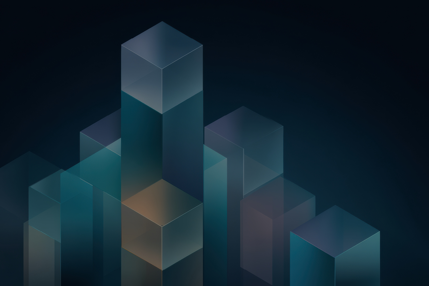 Abstract 3D blocks in varying heights representing structure and growth.